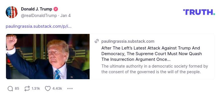 Post image from Donald Trump