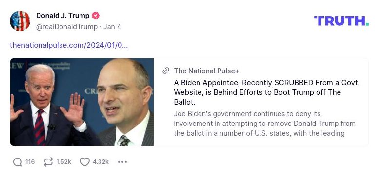 Post image from Donald Trump