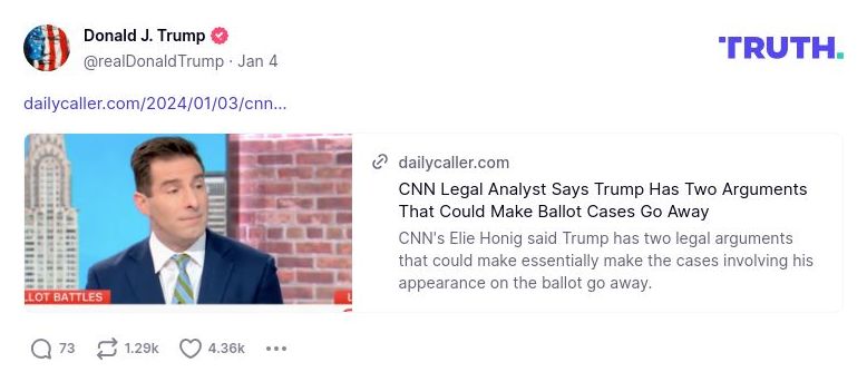 Post preview from Donald Trump