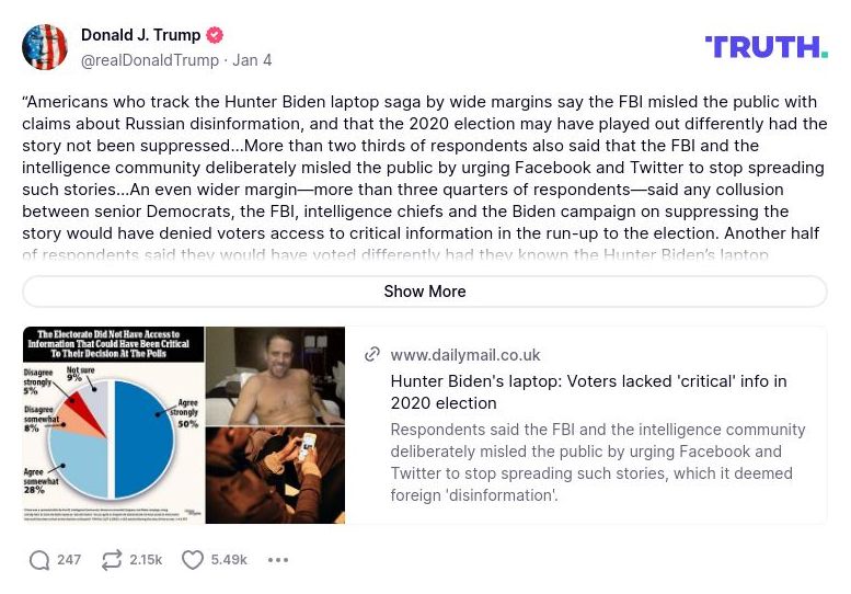 Post image from Donald Trump