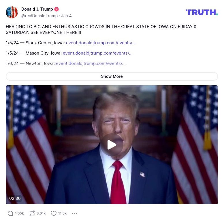 Post image from Donald Trump