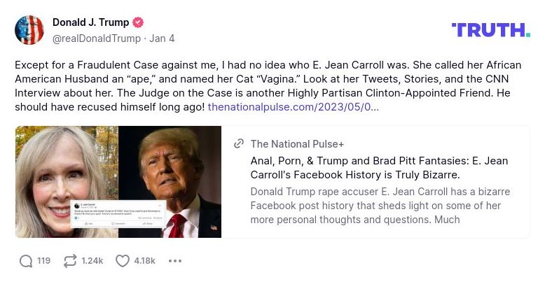 Post preview from Donald Trump