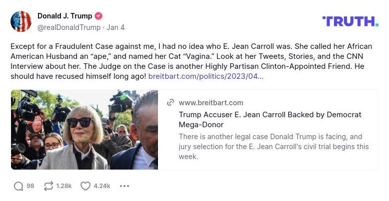 Post preview from Donald Trump