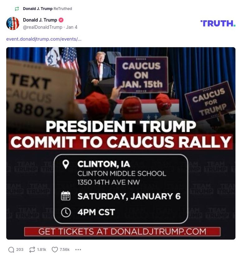 Post image from Donald Trump