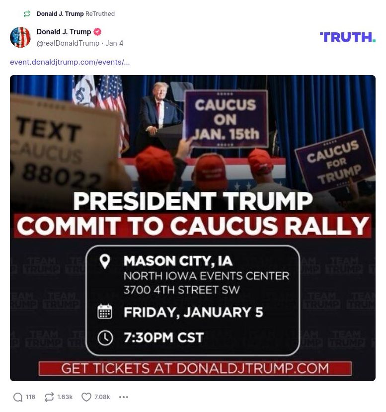 Post image from Donald Trump