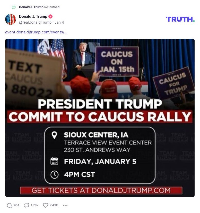 Post image from Donald Trump