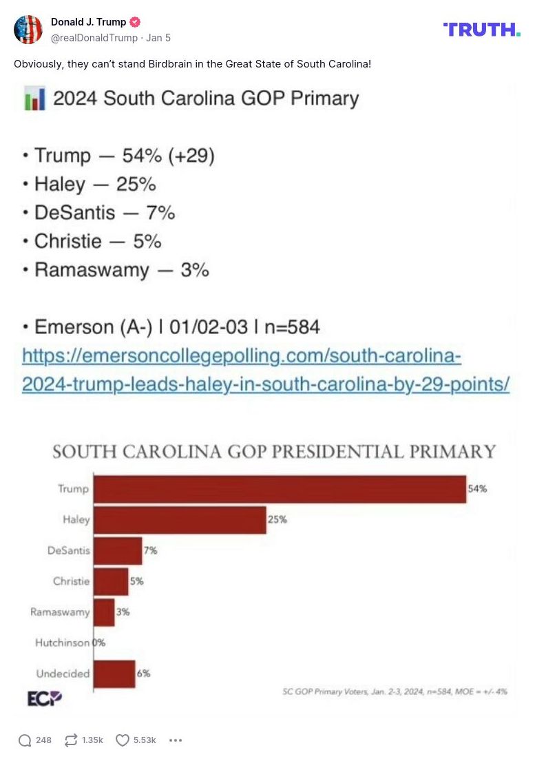 Post image from Donald Trump