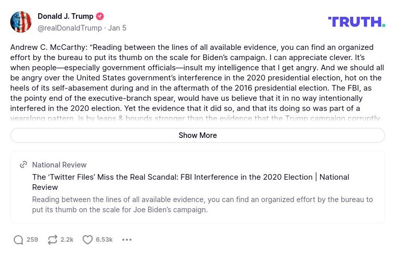 Post image from Donald Trump