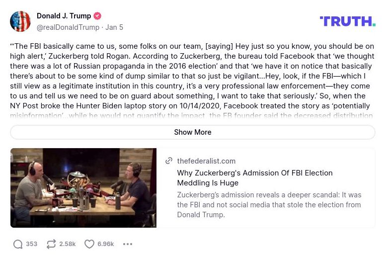 Post image from Donald Trump