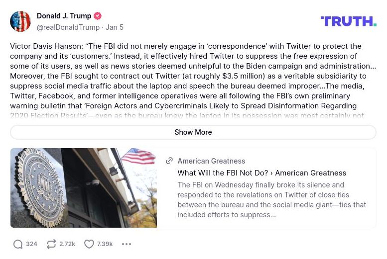 Post image from Donald Trump