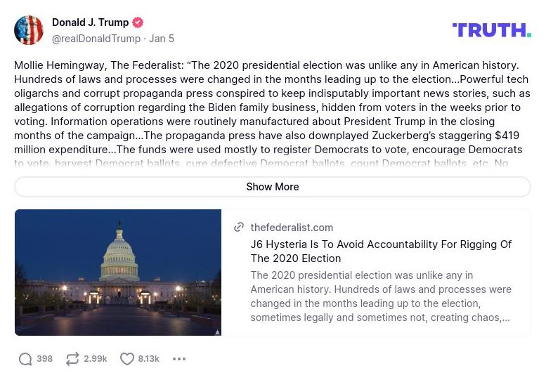 Post image from Donald Trump