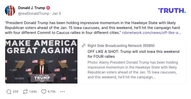 Post image from Donald Trump