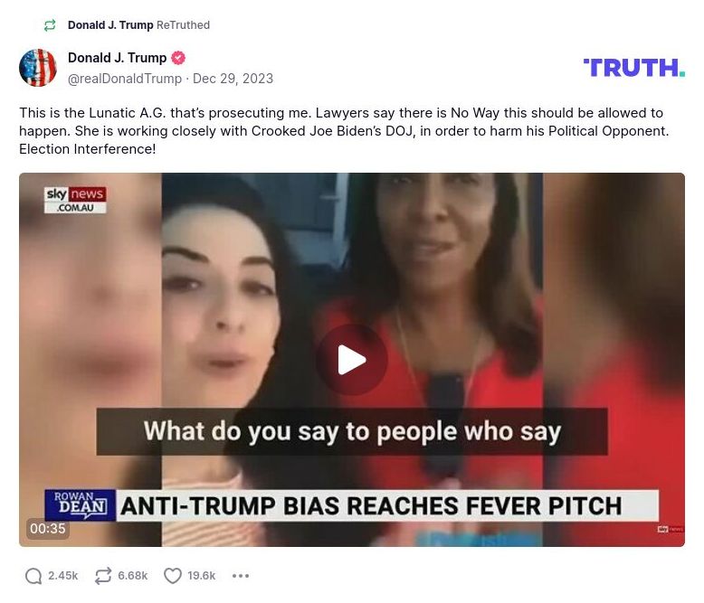 Post image from Donald Trump