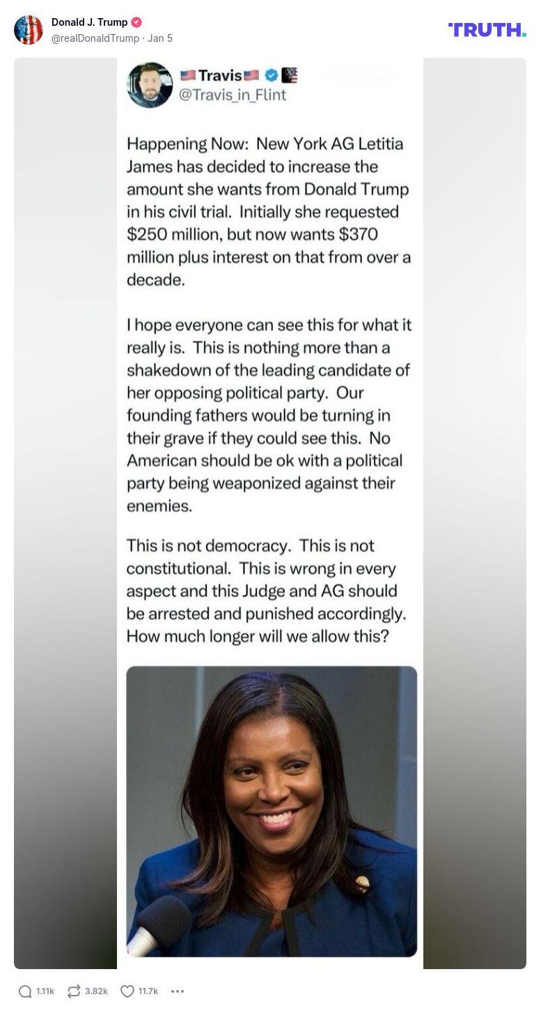 Post image from Donald Trump