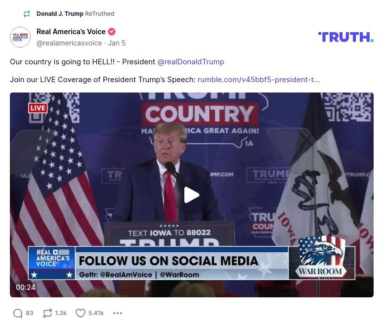 Post image from Donald Trump