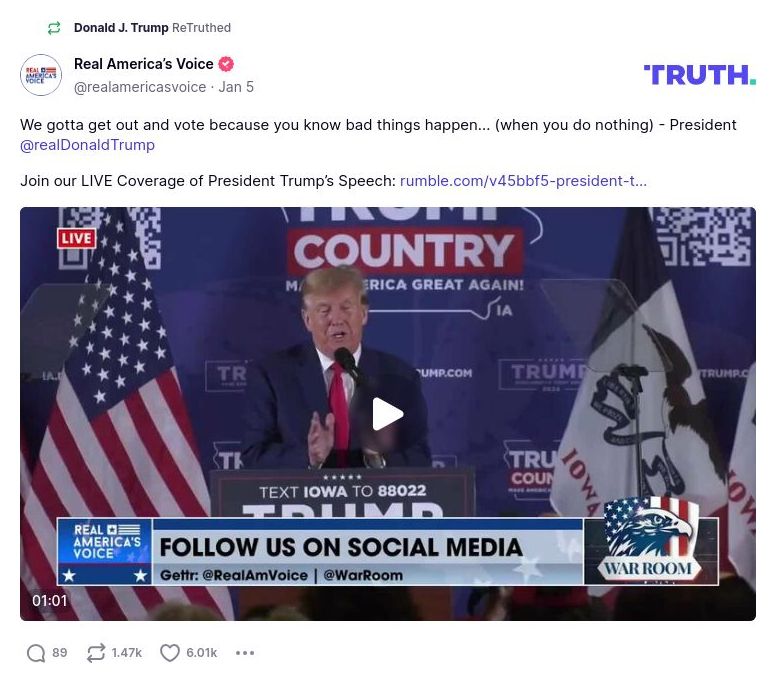 Post image from Donald Trump