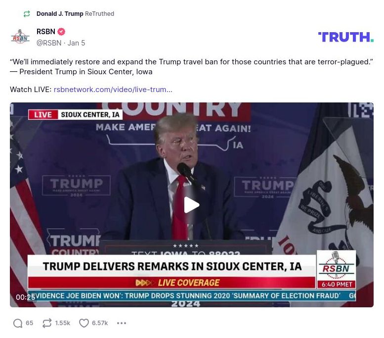 Post image from Donald Trump