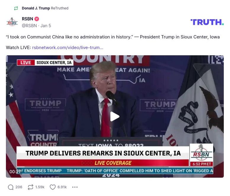 Post preview from Donald Trump