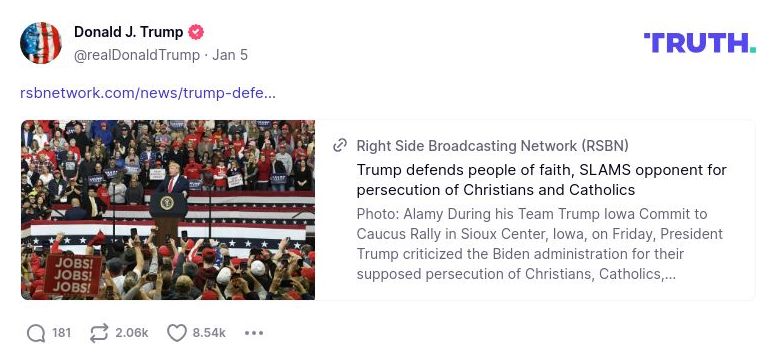 Post image from Donald Trump