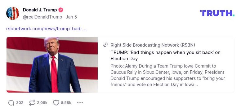 Post image from Donald Trump