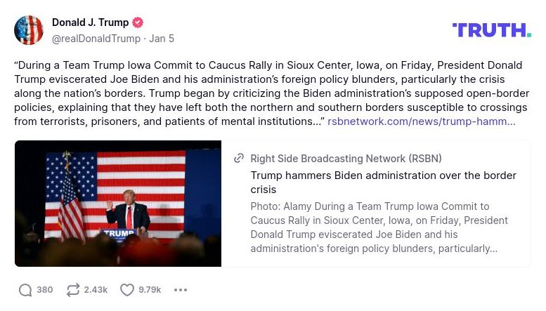 Post image from Donald Trump