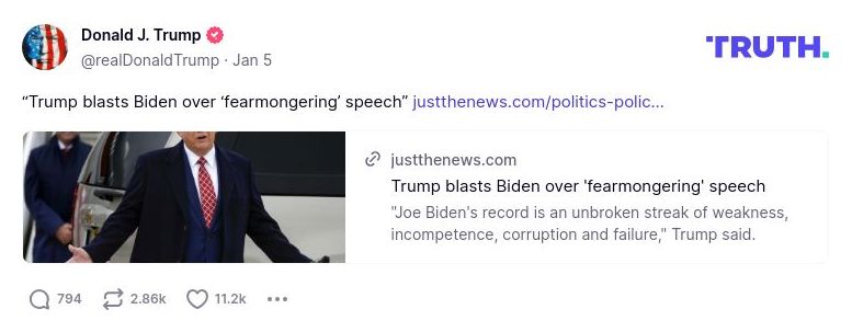 Post image from Donald Trump