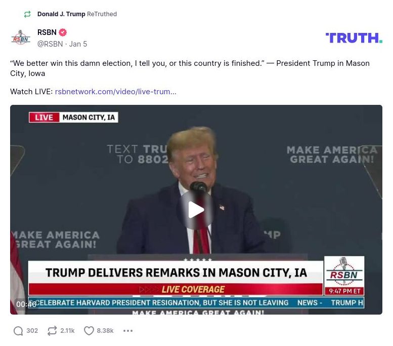 Post image from Donald Trump