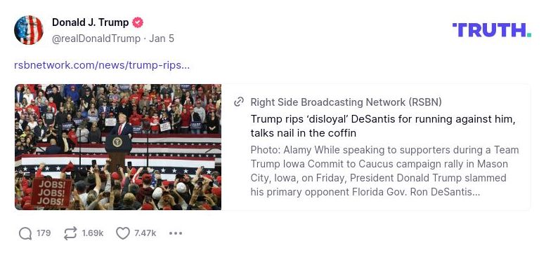 Post image from Donald Trump