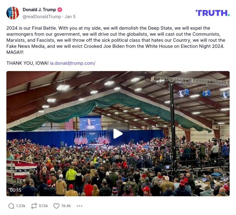 Post image from Donald Trump