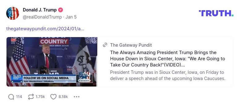 Post image from Donald Trump