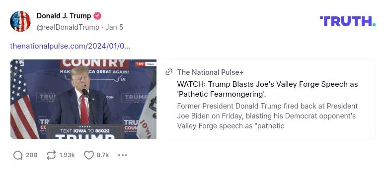 Post image from Donald Trump