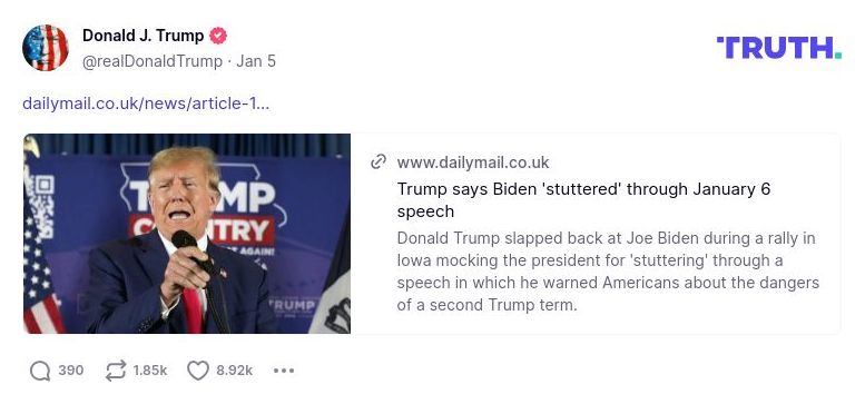 Post image from Donald Trump