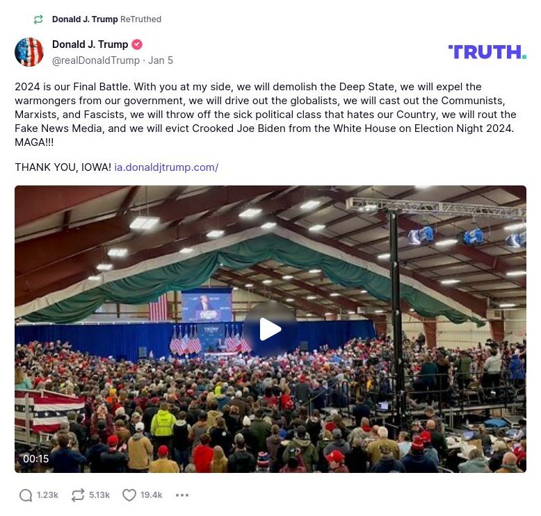 Post image from Donald Trump