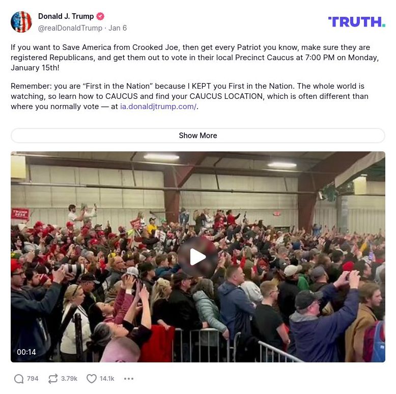 Post image from Donald Trump