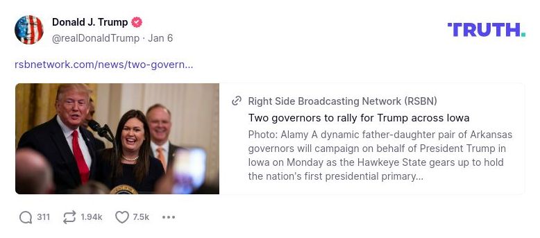 Post image from Donald Trump