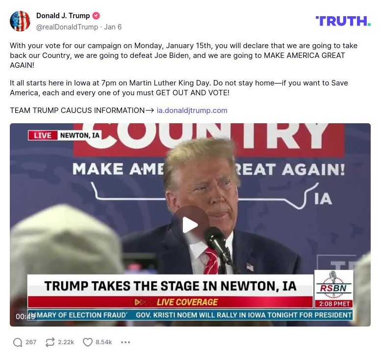 Post image from Donald Trump