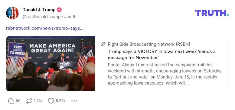 Post image from Donald Trump