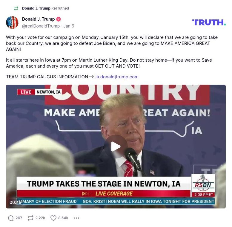 Post image from Donald Trump