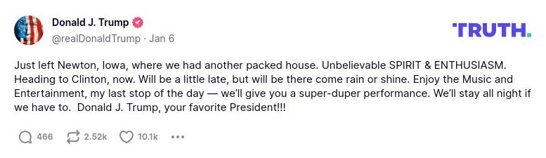 Post image from Donald Trump