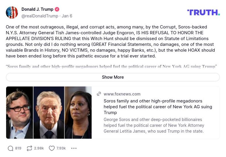 Post image from Donald Trump