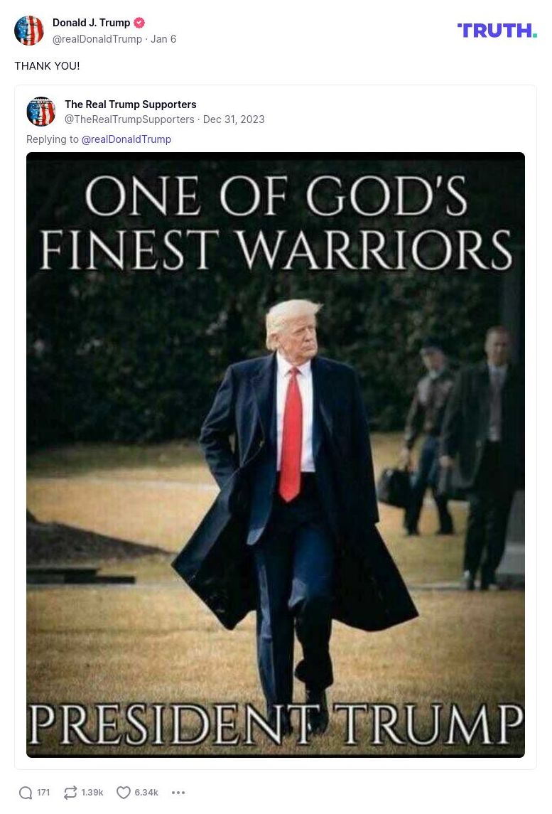 Post image from Donald Trump