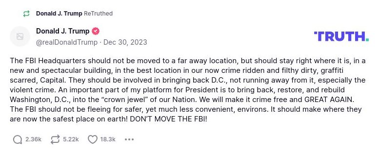 Post image from Donald Trump