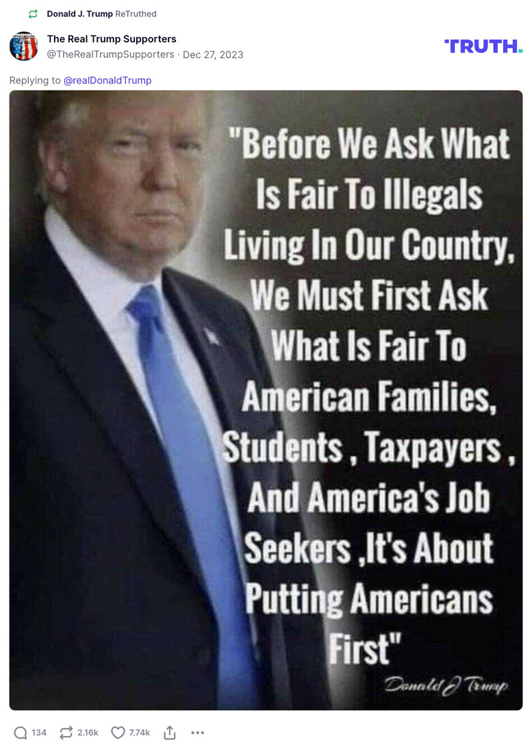 Post image from Donald Trump