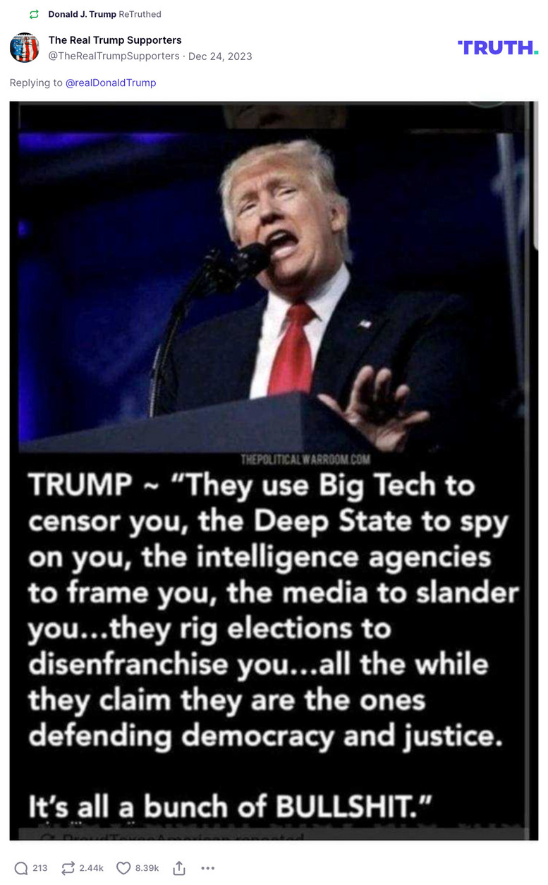 Post image from Donald Trump