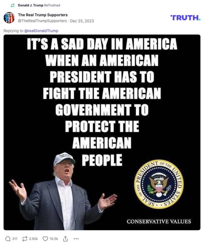 Post image from Donald Trump