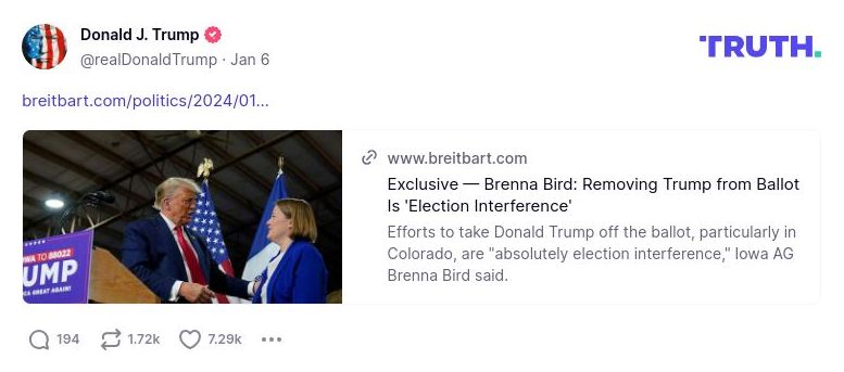 Post image from Donald Trump