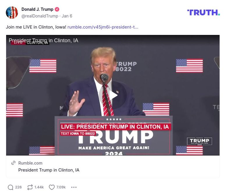 Post image from Donald Trump