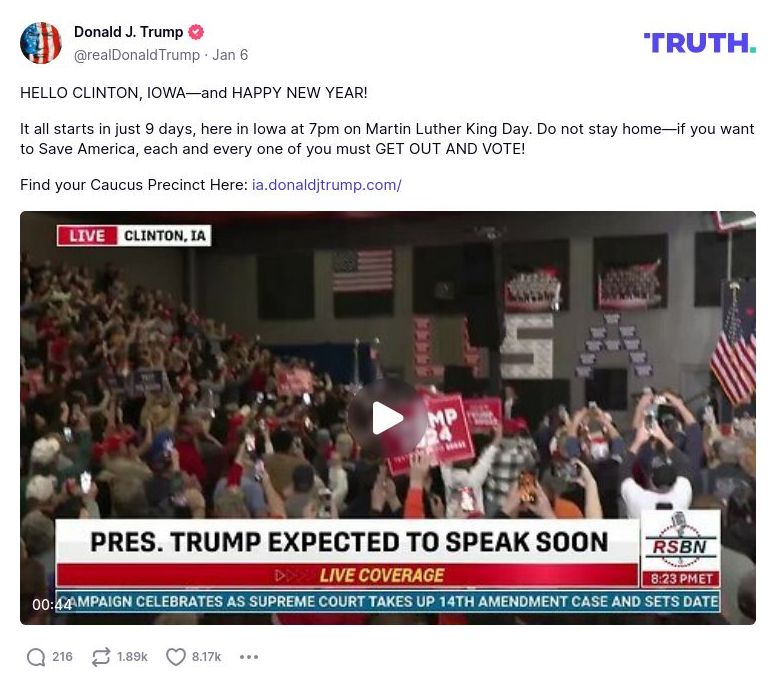 Post image from Donald Trump