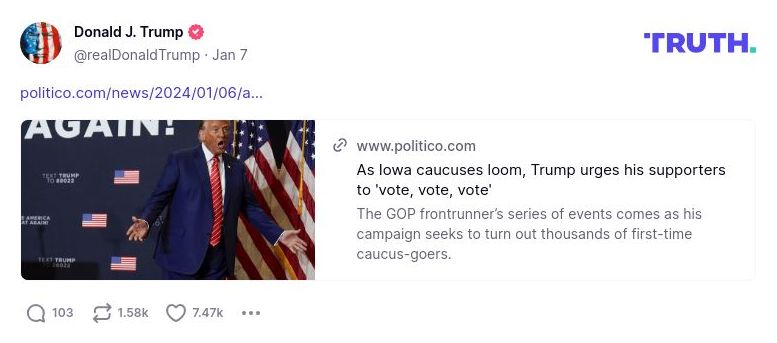 Post image from Donald Trump