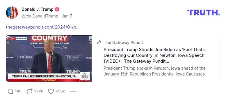 Post image from Donald Trump